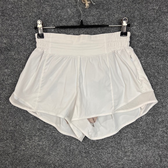 Lululemon White Mesh Running Shorts Women's Size 4 Athletic Wear - Picture 1 of 8